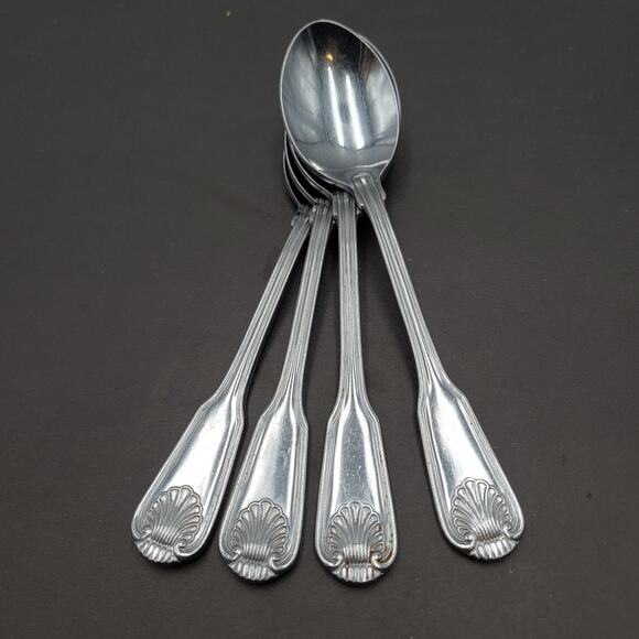Towle London Shell Teaspoon JAPAN Stainless Flatware Set Of 4 Supreme Cutlery - Picture 3 of 4